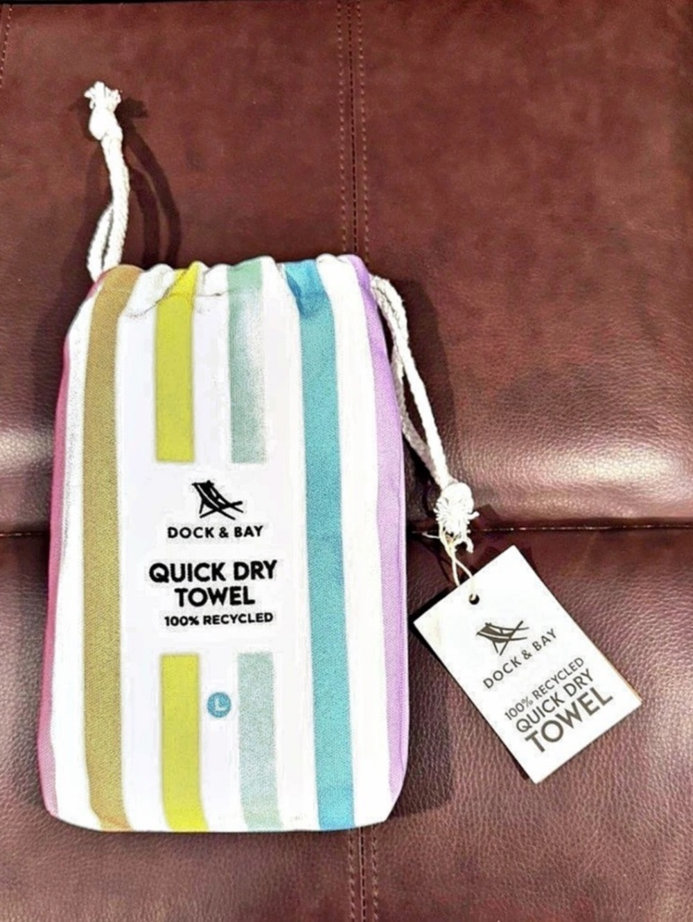 Dock & Bay Quick Dry Towel Striped Rainbow Multicolor 100% Recycled 40x70